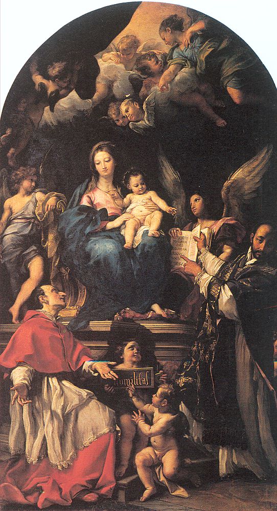 Madonna and Child Enthroned with Angels and Saints